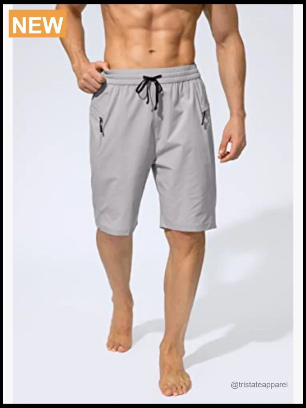Men's Quick Dry Board Shorts with Zipper Pockets, No Mesh Liner